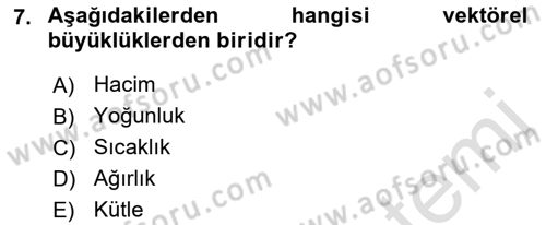 Uçak Bilgisi Ve Uçuş İlkeleri Dersi 2016 - 2017 Yılı (Vize) Ara Sınav Soruları 7. Soru