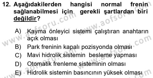 Uçak Bilgisi Ve Uçuş İlkeleri Dersi 2017 - 2018 Yılı (Vize) Ara Sınav Soruları 12. Soru