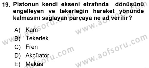 Uçak Bilgisi Ve Uçuş İlkeleri Dersi 2017 - 2018 Yılı (Vize) Ara Sınav Soruları 19. Soru