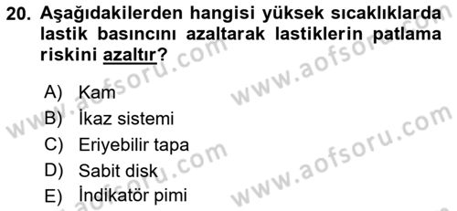 Uçak Bilgisi Ve Uçuş İlkeleri Dersi 2017 - 2018 Yılı (Vize) Ara Sınav Soruları 20. Soru