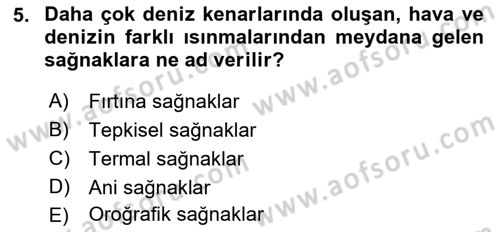 Uçak Bilgisi Ve Uçuş İlkeleri Dersi 2017 - 2018 Yılı (Vize) Ara Sınav Soruları 5. Soru