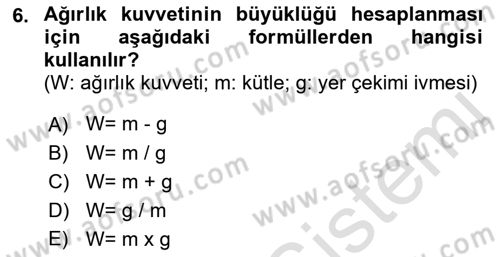 Uçak Bilgisi Ve Uçuş İlkeleri Dersi 2017 - 2018 Yılı (Vize) Ara Sınav Soruları 6. Soru