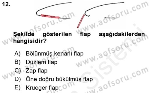 Uçak Bilgisi Ve Uçuş İlkeleri Dersi 2017 - 2018 Yılı (Final) Dönem Sonu Sınav Soruları 12. Soru