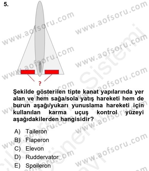 Uçak Bilgisi Ve Uçuş İlkeleri Dersi 2017 - 2018 Yılı (Final) Dönem Sonu Sınavı 5. Soru