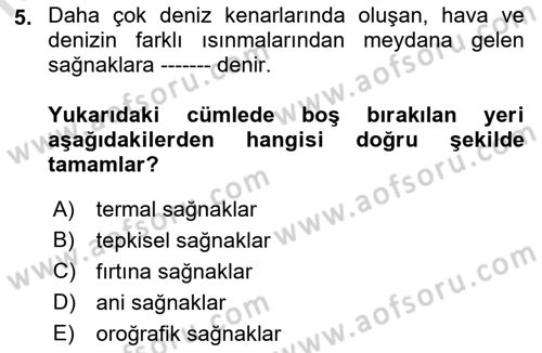 Uçak Bilgisi Ve Uçuş İlkeleri Dersi 2018 - 2019 Yılı 3 Ders Sınav Soruları 5. Soru