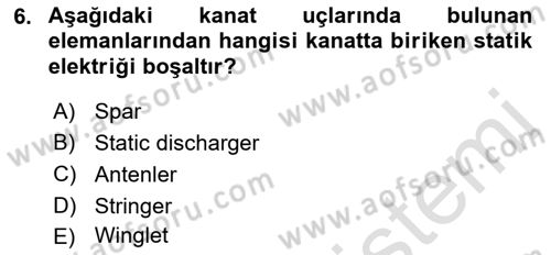 Uçak Bilgisi Ve Uçuş İlkeleri Dersi 2018 - 2019 Yılı 3 Ders Sınav Soruları 6. Soru