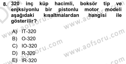 Uçak Bilgisi Ve Uçuş İlkeleri Dersi 2018 - 2019 Yılı 3 Ders Sınav Soruları 8. Soru