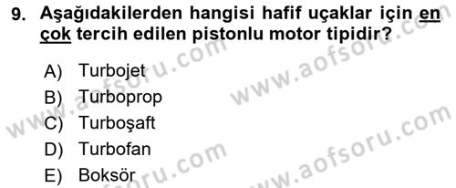 Uçak Bilgisi Ve Uçuş İlkeleri Dersi 2018 - 2019 Yılı 3 Ders Sınav Soruları 9. Soru