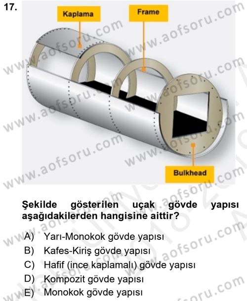 Uçak Bilgisi Ve Uçuş İlkeleri Dersi 2018 - 2019 Yılı (Vize) Ara Sınav Soruları 17. Soru
