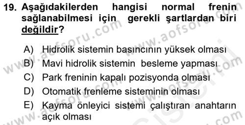 Uçak Bilgisi Ve Uçuş İlkeleri Dersi 2018 - 2019 Yılı (Vize) Ara Sınav Soruları 19. Soru