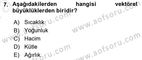 Uçak Bilgisi Ve Uçuş İlkeleri Dersi 2018 - 2019 Yılı (Vize) Ara Sınav Soruları 7. Soru