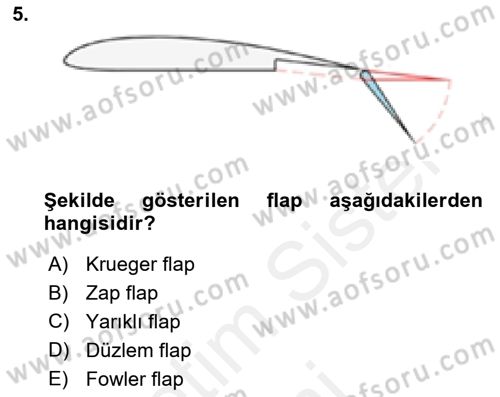 Uçak Bilgisi Ve Uçuş İlkeleri Dersi 2018 - 2019 Yılı (Final) Dönem Sonu Sınav Soruları 5. Soru