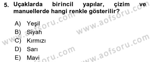 Uçak Bilgisi Ve Uçuş İlkeleri Dersi 2018 - 2019 Yılı Yaz Okulu Sınav Soruları 5. Soru