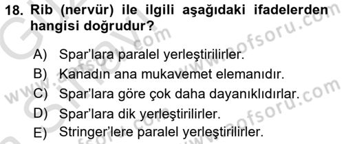 Uçak Bilgisi Ve Uçuş İlkeleri Dersi 2019 - 2020 Yılı (Vize) Ara Sınavı 18. Soru