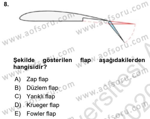 Uçak Bilgisi Ve Uçuş İlkeleri Dersi 2019 - 2020 Yılı (Final) Dönem Sonu Sınav Soruları 8. Soru