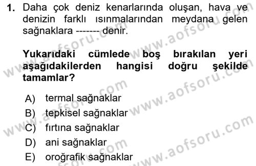 Uçak Bilgisi Ve Uçuş İlkeleri Dersi 2021 - 2022 Yılı (Vize) Ara Sınav Soruları 1. Soru