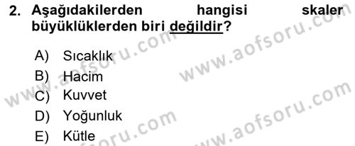 Uçak Bilgisi Ve Uçuş İlkeleri Dersi 2021 - 2022 Yılı (Vize) Ara Sınav Soruları 2. Soru