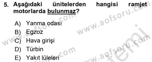 Uçak Bilgisi Ve Uçuş İlkeleri Dersi 2021 - 2022 Yılı (Final) Dönem Sonu Sınav Soruları 5. Soru