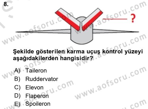 Uçak Bilgisi Ve Uçuş İlkeleri Dersi 2021 - 2022 Yılı (Final) Dönem Sonu Sınavı 8. Soru