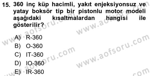 Uçak Bilgisi Ve Uçuş İlkeleri Dersi 2021 - 2022 Yılı Yaz Okulu Sınav Soruları 15. Soru