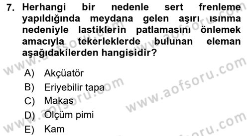 Uçak Bilgisi Ve Uçuş İlkeleri Dersi 2021 - 2022 Yılı Yaz Okulu Sınav Soruları 7. Soru