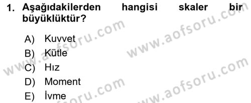Uçak Bilgisi Ve Uçuş İlkeleri Dersi 2022 - 2023 Yılı (Vize) Ara Sınav Soruları 1. Soru