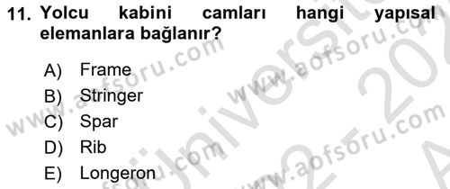 Uçak Bilgisi Ve Uçuş İlkeleri Dersi 2022 - 2023 Yılı (Vize) Ara Sınav Soruları 11. Soru