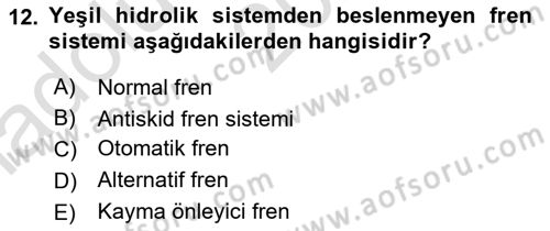 Uçak Bilgisi Ve Uçuş İlkeleri Dersi 2022 - 2023 Yılı (Vize) Ara Sınav Soruları 12. Soru