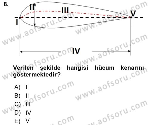 Uçak Bilgisi Ve Uçuş İlkeleri Dersi 2022 - 2023 Yılı (Vize) Ara Sınav Soruları 8. Soru