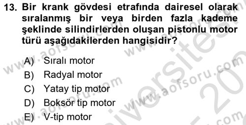 Uçak Bilgisi Ve Uçuş İlkeleri Dersi 2022 - 2023 Yılı Yaz Okulu Sınav Soruları 13. Soru