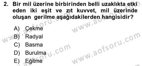 Uçak Bilgisi Ve Uçuş İlkeleri Dersi 2022 - 2023 Yılı Yaz Okulu Sınav Soruları 2. Soru