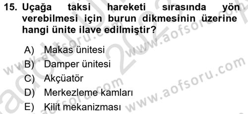 Uçak Bilgisi Ve Uçuş İlkeleri Dersi 2023 - 2024 Yılı (Vize) Ara Sınav Soruları 15. Soru