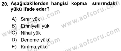 Uçak Bilgisi Ve Uçuş İlkeleri Dersi 2023 - 2024 Yılı (Vize) Ara Sınav Soruları 20. Soru
