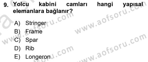 Uçak Bilgisi Ve Uçuş İlkeleri Dersi 2023 - 2024 Yılı (Vize) Ara Sınavı 9. Soru