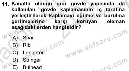 Uçak Bilgisi Ve Uçuş İlkeleri Dersi 2024 - 2025 Yılı (Vize) Ara Sınav Soruları 11. Soru