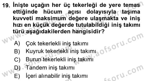 Uçak Bilgisi Ve Uçuş İlkeleri Dersi 2024 - 2025 Yılı (Vize) Ara Sınav Soruları 19. Soru