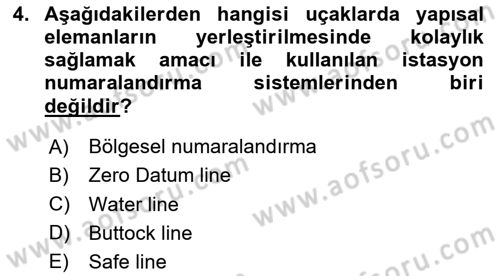 Uçak Bilgisi Ve Uçuş İlkeleri Dersi 2024 - 2025 Yılı (Vize) Ara Sınav Soruları 4. Soru