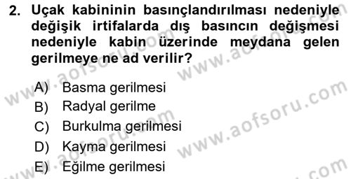 Uçak Bilgisi Ve Uçuş İlkeleri Dersi 2024 - 2025 Yılı (Final) Dönem Sonu Sınav Soruları 2. Soru