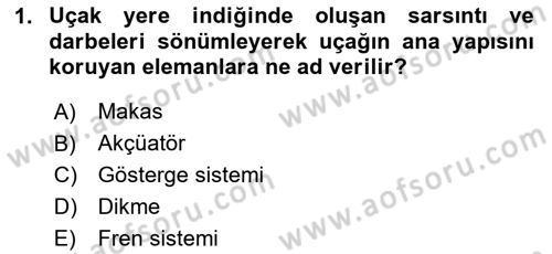 Uçak Bilgisi Ve Uçuş İlkeleri Dersi 2024 - 2025 Yılı Yaz Okulu Sınav Soruları 1. Soru