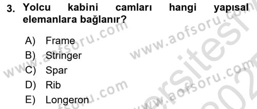 Uçak Bilgisi Ve Uçuş İlkeleri Dersi 2024 - 2025 Yılı Yaz Okulu Sınav Soruları 3. Soru