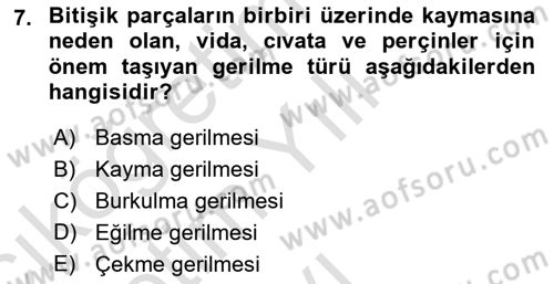 Uçak Bilgisi Ve Uçuş İlkeleri Dersi 2024 - 2025 Yılı Yaz Okulu Sınav Soruları 7. Soru