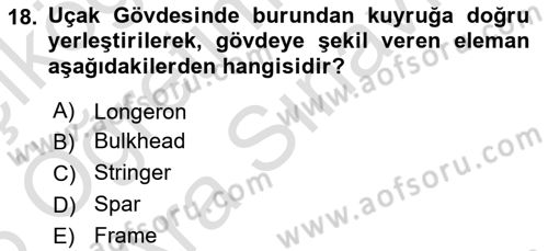 Uçak Bilgisi Ve Uçuş İlkeleri Dersi 2025 - 2026 Yılı (Vize) Ara Sınav Soruları 18. Soru