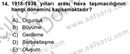 Hava Taşımacılığı Dersi 2016 - 2017 Yılı (Vize) Ara Sınav Soruları 14. Soru
