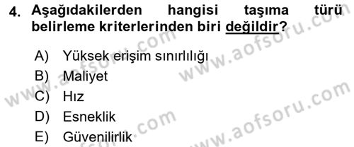 Hava Taşımacılığı Dersi 2016 - 2017 Yılı (Vize) Ara Sınav Soruları 4. Soru