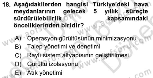 Hava Taşımacılığı Dersi 2016 - 2017 Yılı (Final) Dönem Sonu Sınav Soruları 18. Soru