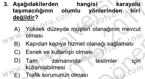 Hava Taşımacılığı Dersi 2016 - 2017 Yılı (Final) Dönem Sonu Sınav Soruları 3. Soru