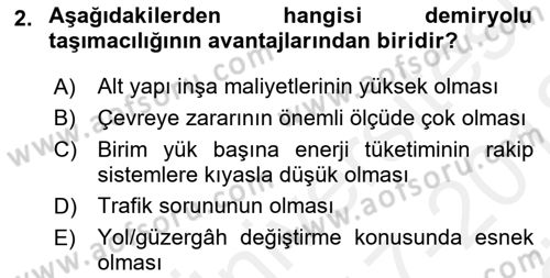 Hava Taşımacılığı Dersi 2017 - 2018 Yılı (Vize) Ara Sınav Soruları 2. Soru