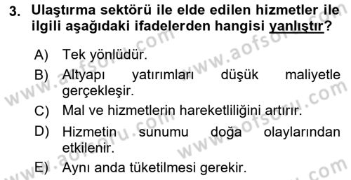 Hava Taşımacılığı Dersi 2017 - 2018 Yılı (Vize) Ara Sınav Soruları 3. Soru