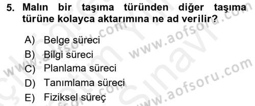 Hava Taşımacılığı Dersi 2017 - 2018 Yılı (Vize) Ara Sınav Soruları 5. Soru