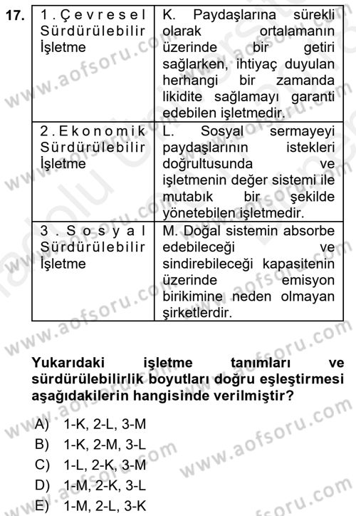 Hava Taşımacılığı Dersi 2017 - 2018 Yılı (Final) Dönem Sonu Sınav Soruları 17. Soru